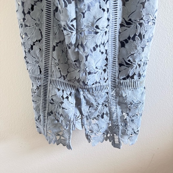 Bardot Dusty Blue Botanical Lace Midi Dress size Small - Picture 8 of 14